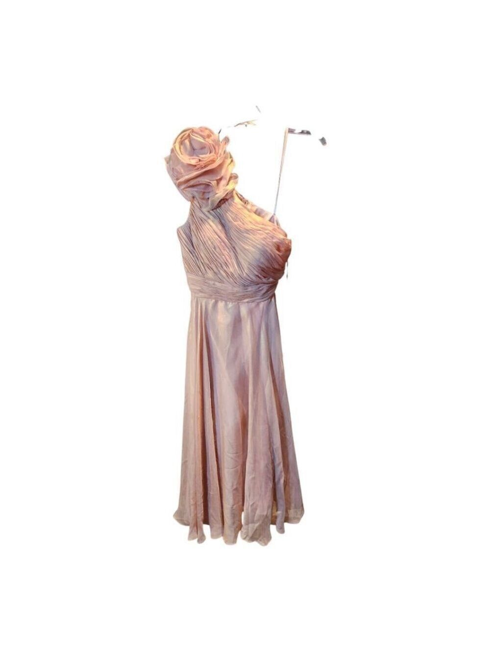 Mac Duggal One-Shoulder Midi Dress Pink Size 0 - Picture 9 of 10